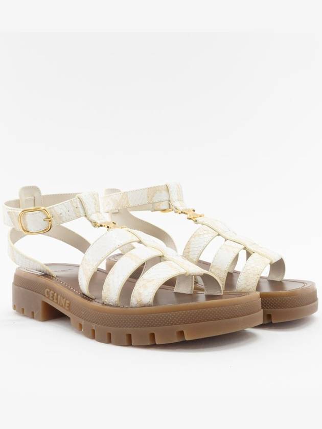 CELINE Triomphe Clea Gladiator Chunky Sandals White