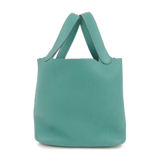 HERMES Taurillon Clemence Picotin Lock MM Hand Bag Vert Verone
