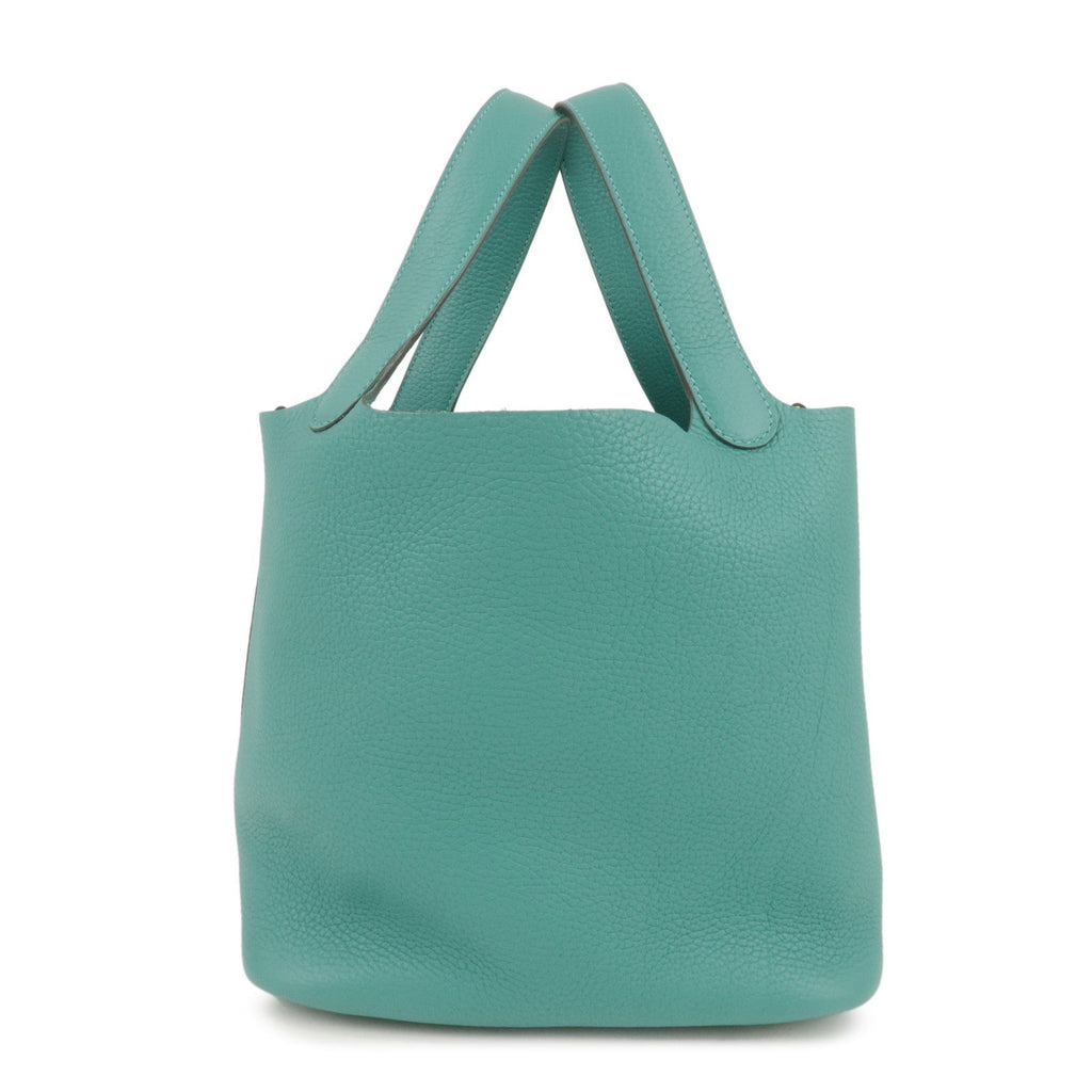 HERMES Taurillon Clemence Picotin Lock MM Hand Bag Vert Verone