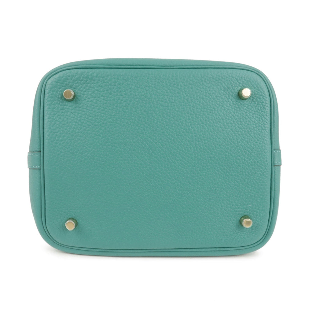 HERMES Taurillon Clemence Picotin Lock MM Hand Bag Vert Verone