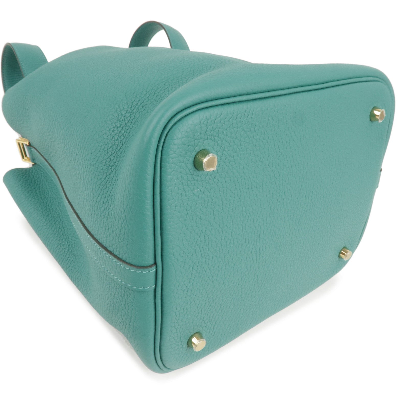 HERMES Taurillon Clemence Picotin Lock MM Hand Bag Vert Verone