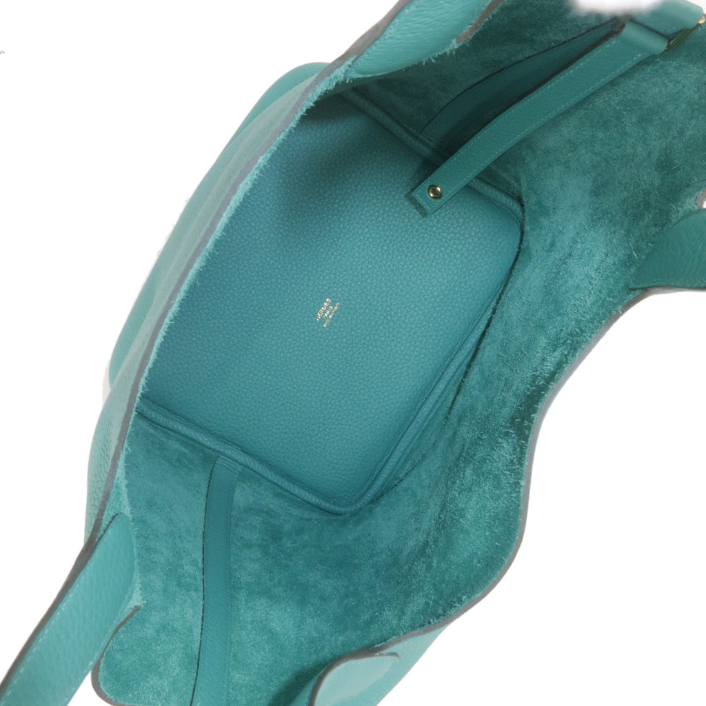 HERMES Taurillon Clemence Picotin Lock MM Hand Bag Vert Verone