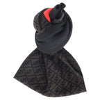 Fendi Logo Scarf in Brown Wool