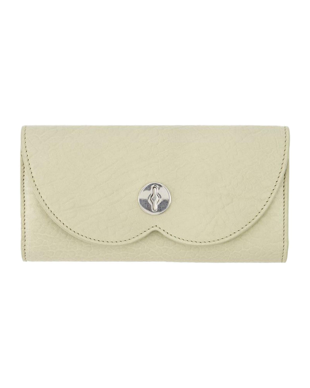 Burberry Scallop Flap Leather Wallet Women Beige Wallets & Pouches