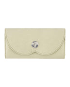 Burberry Scallop Flap Leather Wallet Women Beige Wallets & Pouches
