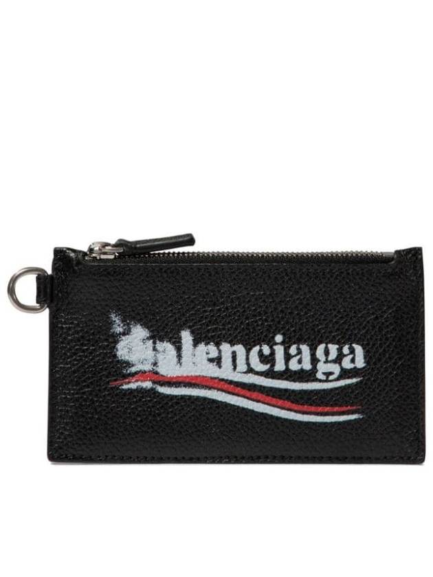 Balenciaga Wave Logo Strap Card Wallet Black