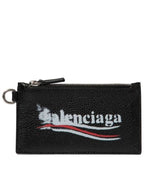 Balenciaga Wave Logo Strap Card Wallet Black