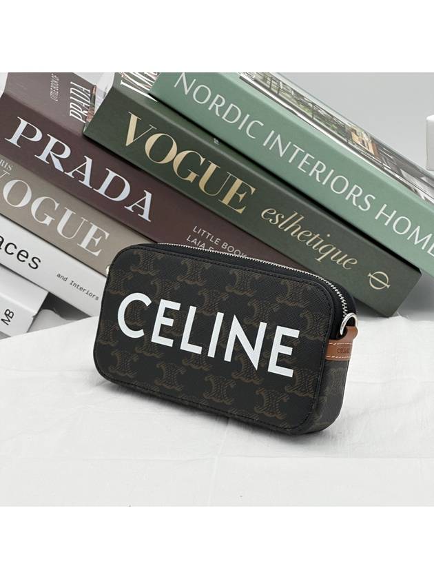CELINE Triomphe Canvas Horizontal Pouch Cross Bag Brown
