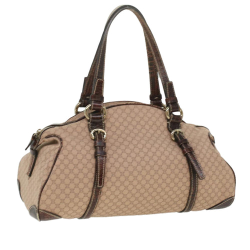 CELINE Macadam Canvas Shoulder Bag Leather Pink Brown  36300