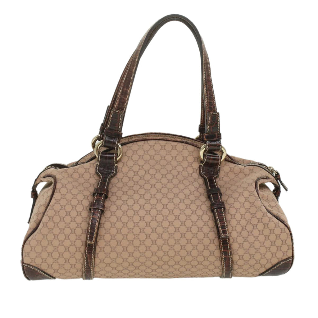 CELINE Macadam Canvas Shoulder Bag Leather Pink Brown  36300