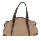 CELINE Macadam Canvas Shoulder Bag Leather Pink Brown  36300