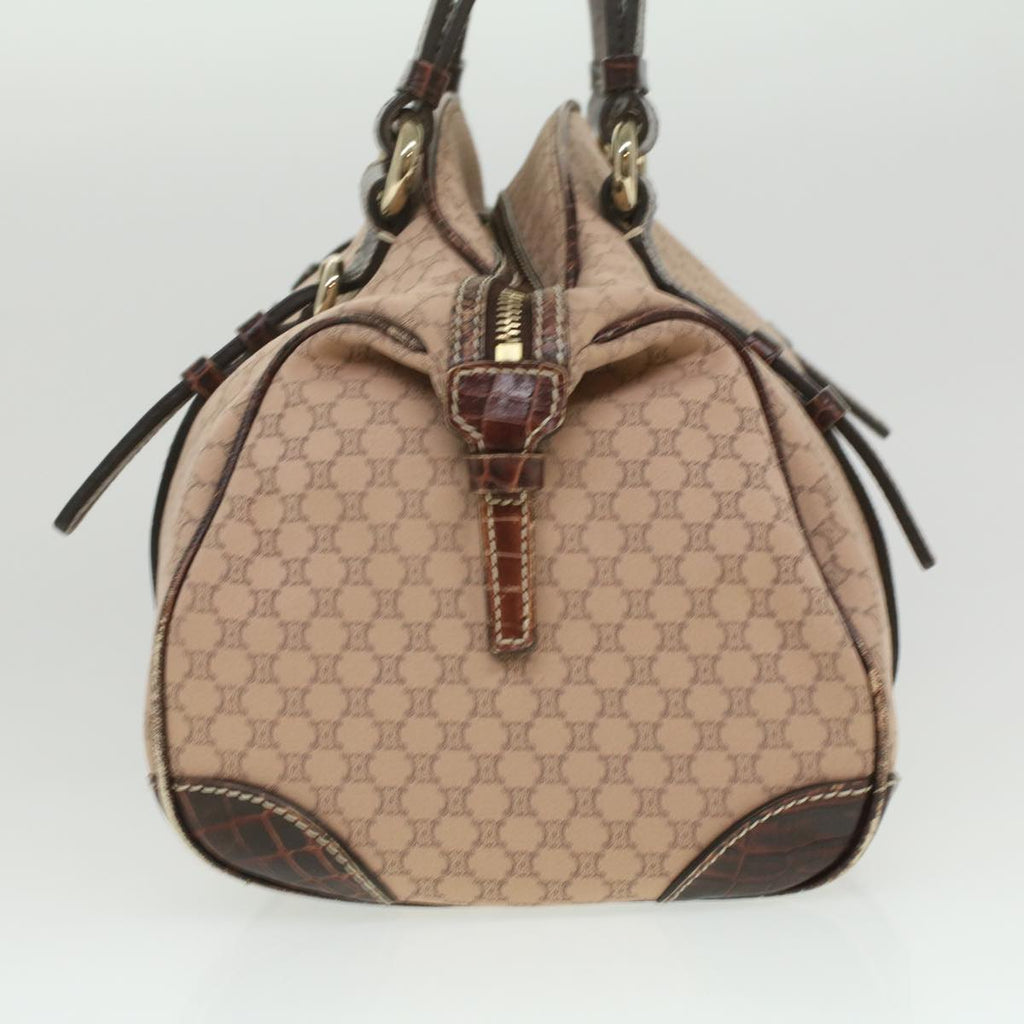 CELINE Macadam Canvas Shoulder Bag Leather Pink Brown  36300