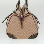 CELINE Macadam Canvas Shoulder Bag Leather Pink Brown  36300
