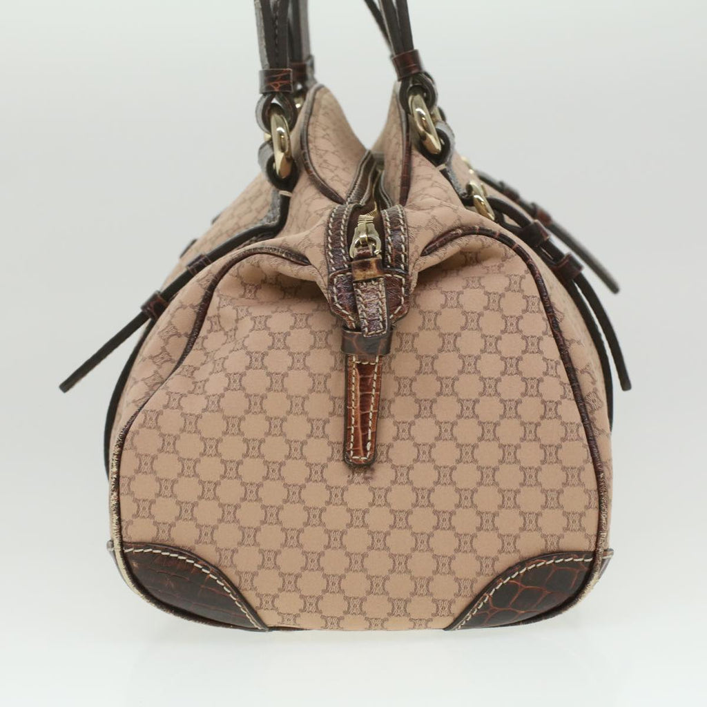 CELINE Macadam Canvas Shoulder Bag Leather Pink Brown  36300