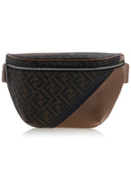 Fendi FF Monogram Logo Leather Belt Bag Brown