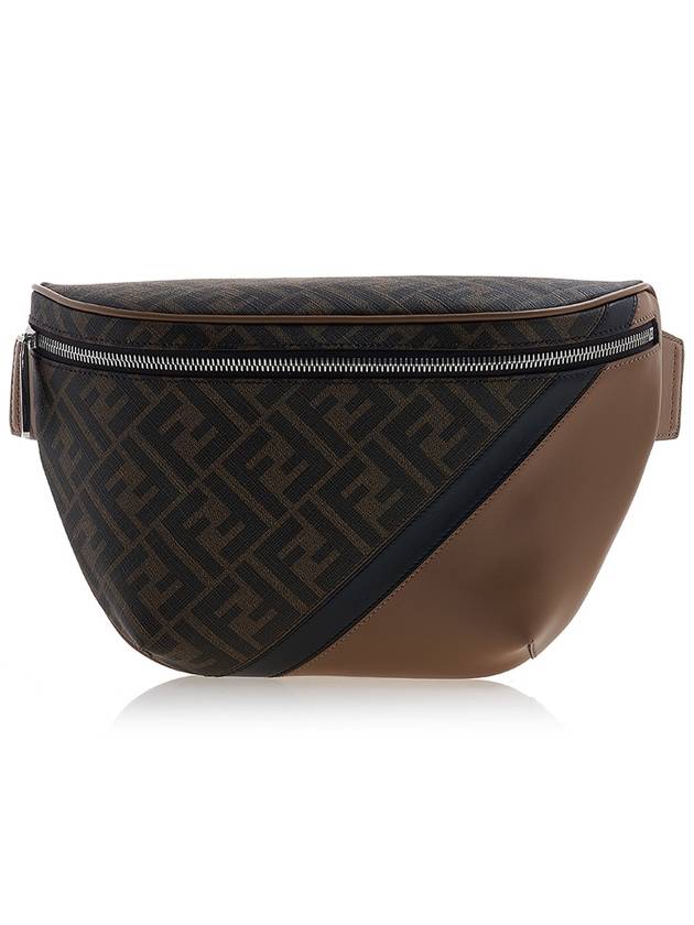 Fendi FF Monogram Logo Leather Belt Bag Brown