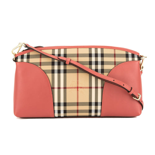 Burberry Pink Leather and Horseferry Check Chichester Crossbody Bag (3647001)