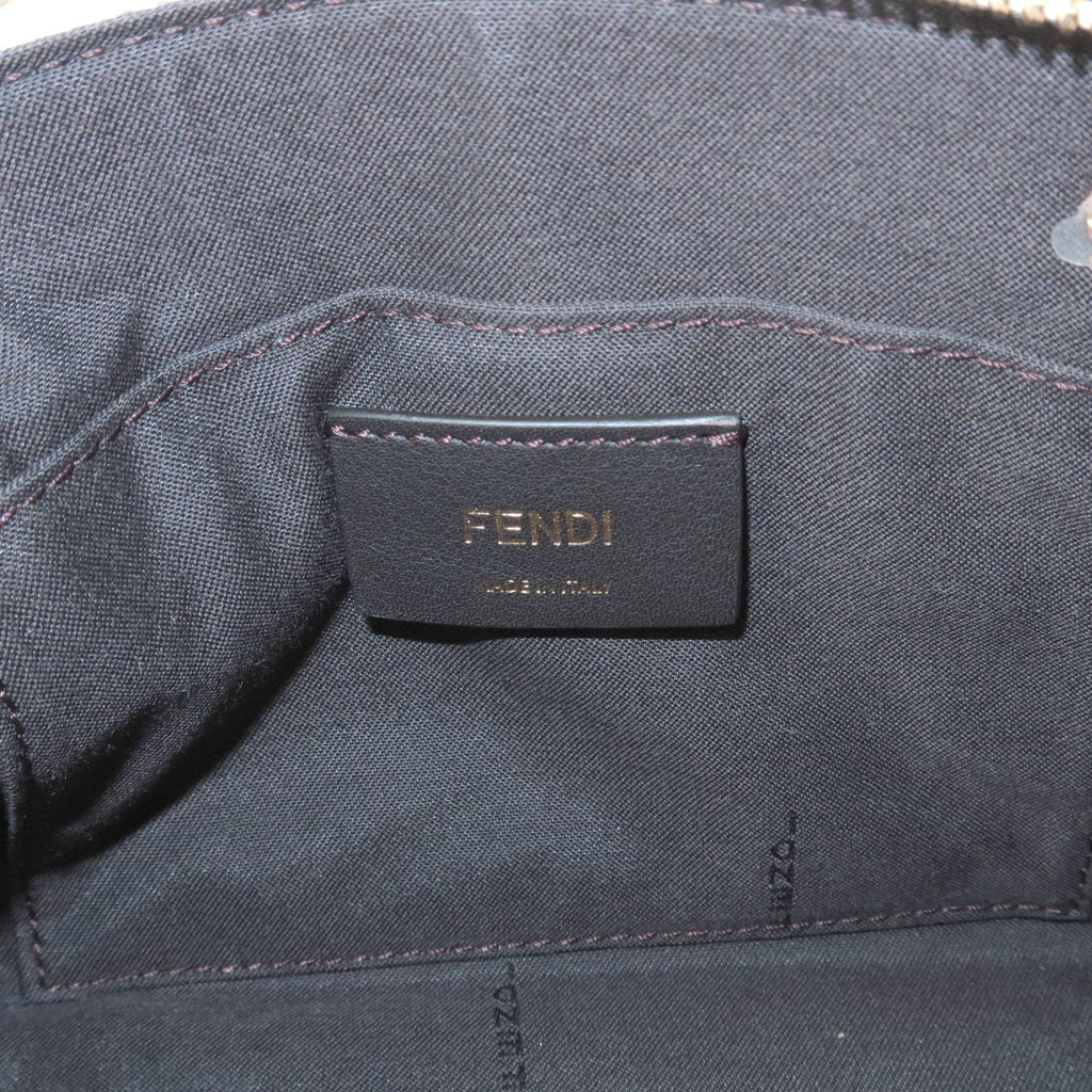 FENDI By The Way Leather 2Way Bag Checkered Black Ivory 8BL124