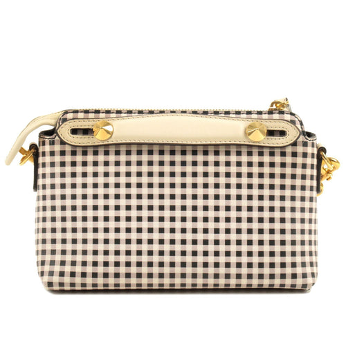 FENDI By The Way Leather 2Way Bag Checkered Black Ivory 8BL124