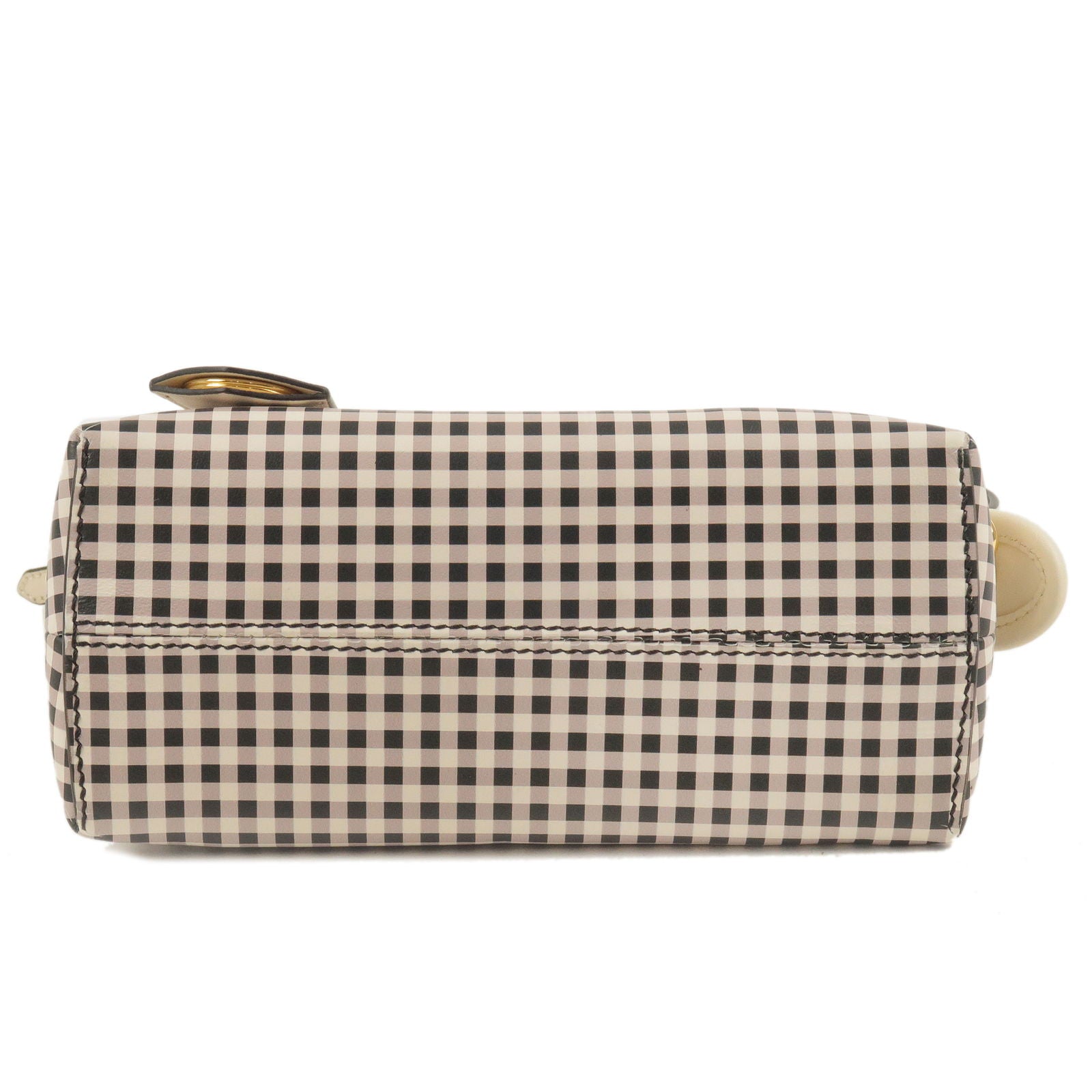FENDI By The Way Leather 2Way Bag Checkered Black Ivory 8BL124