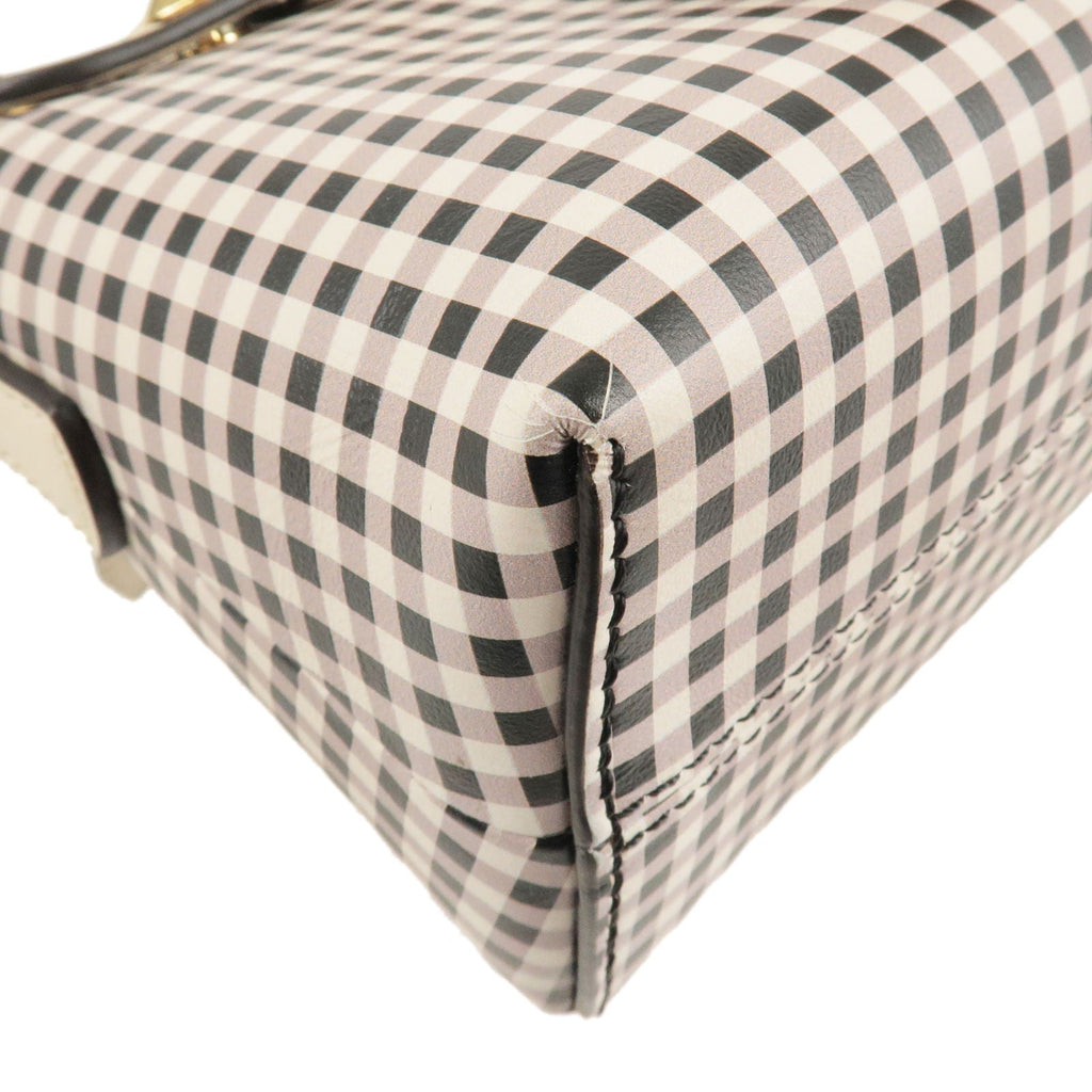 FENDI By The Way Leather 2Way Bag Checkered Black Ivory 8BL124