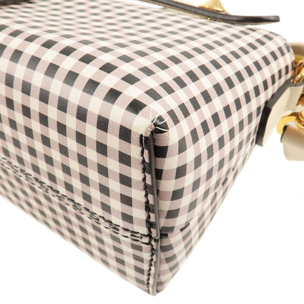 FENDI By The Way Leather 2Way Bag Checkered Black Ivory 8BL124