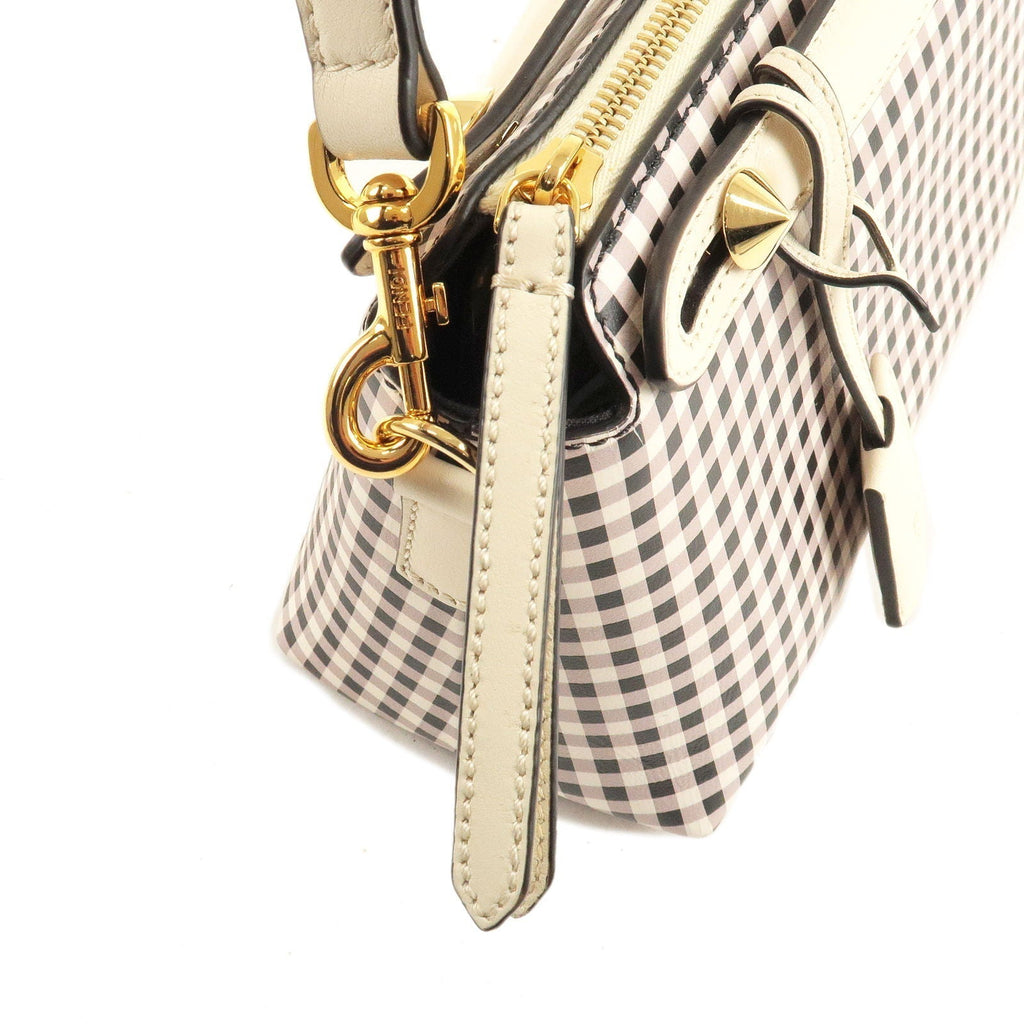 FENDI By The Way Leather 2Way Bag Checkered Black Ivory 8BL124