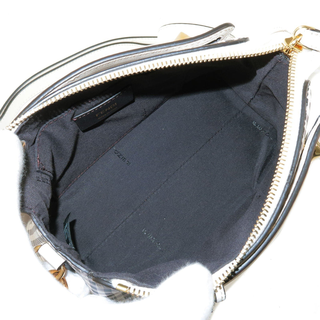 FENDI By The Way Leather 2Way Bag Checkered Black Ivory 8BL124