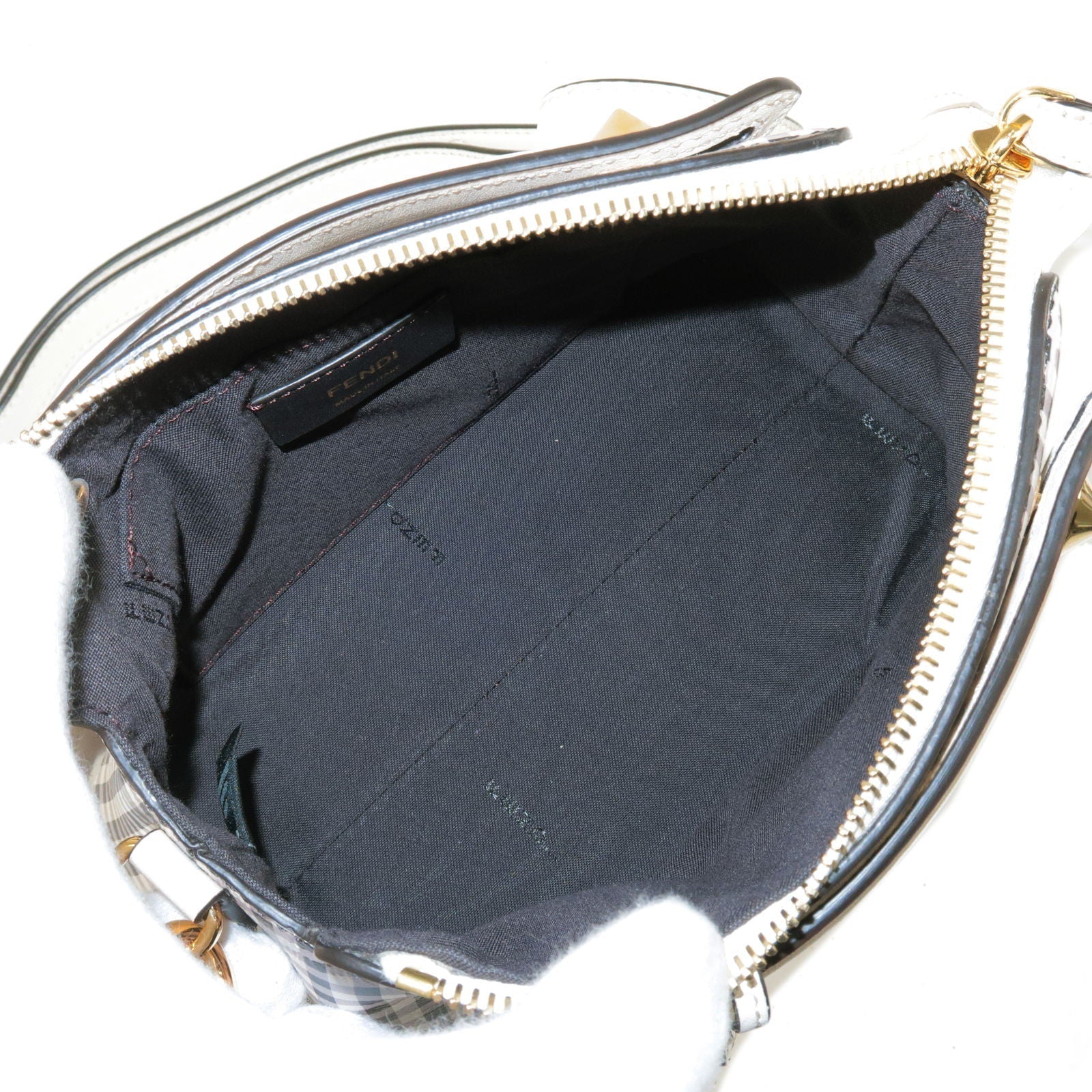 FENDI By The Way Leather 2Way Bag Checkered Black Ivory 8BL124