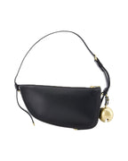 Burberry Curved Leather Shoulder Bag with Bell Detail Women Black