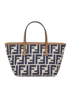Fendi Roll FF Jacquard Small Tote Bag Blue