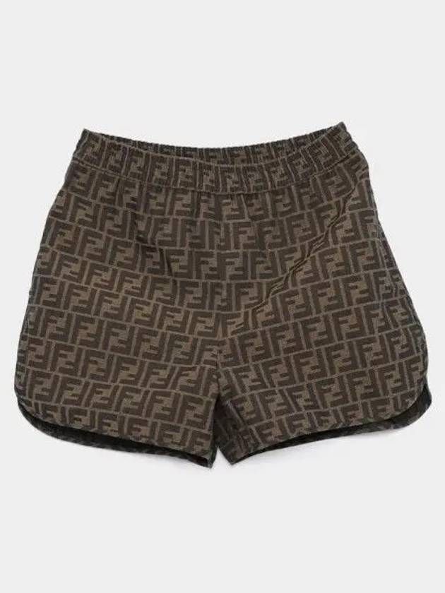 Fendi Canvas Jacquard Logo Shorts Brown