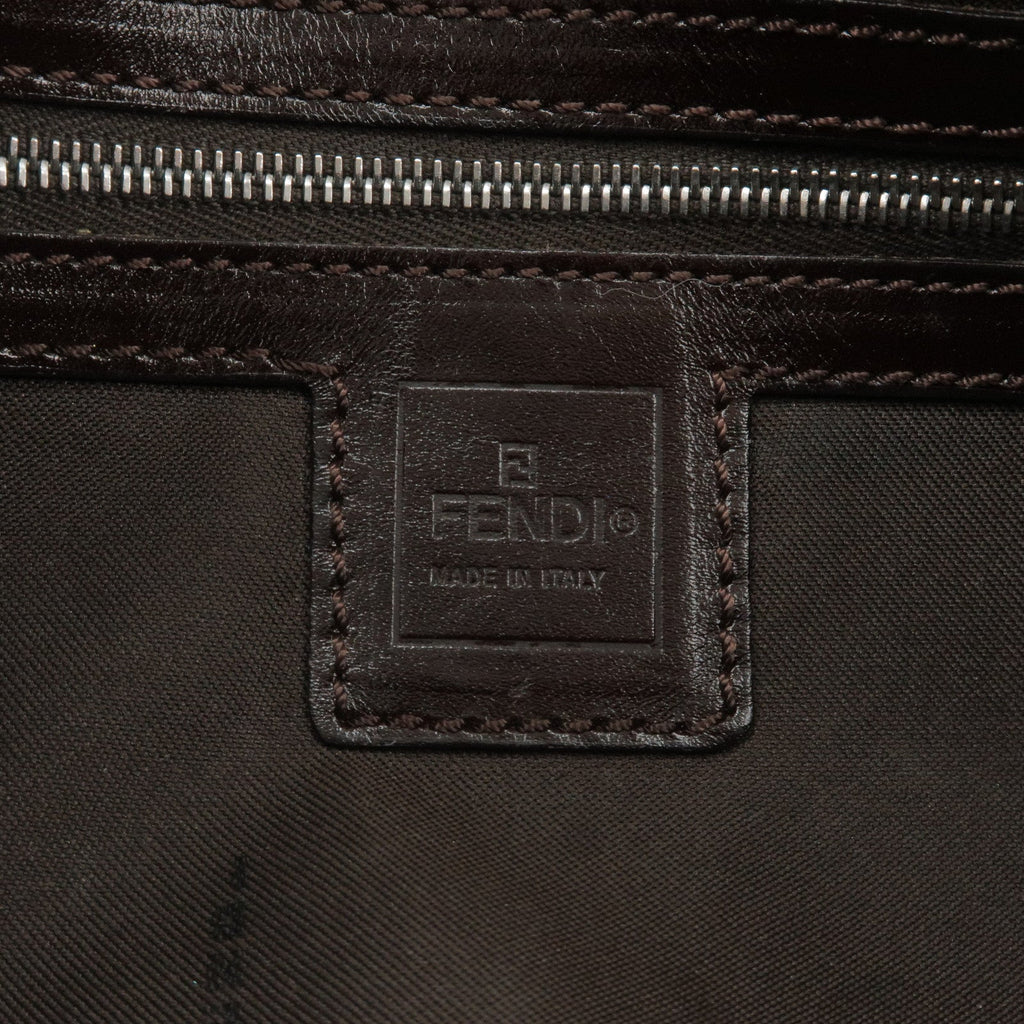 FENDI Zucca Mamma Baguette Canvas Leather Shoulder Bag Brown 26424