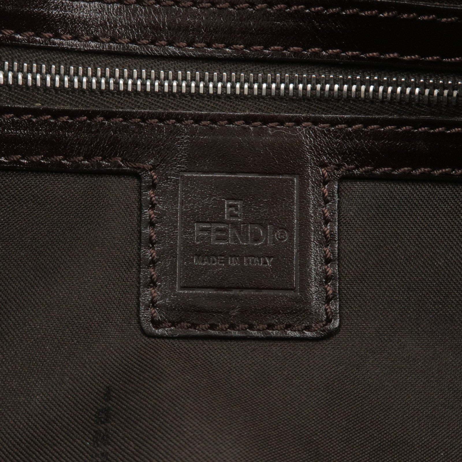 FENDI Zucca Mamma Baguette Canvas Leather Shoulder Bag Brown 26424