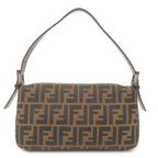 FENDI Zucca Mamma Baguette Canvas Leather Shoulder Bag Brown 26424