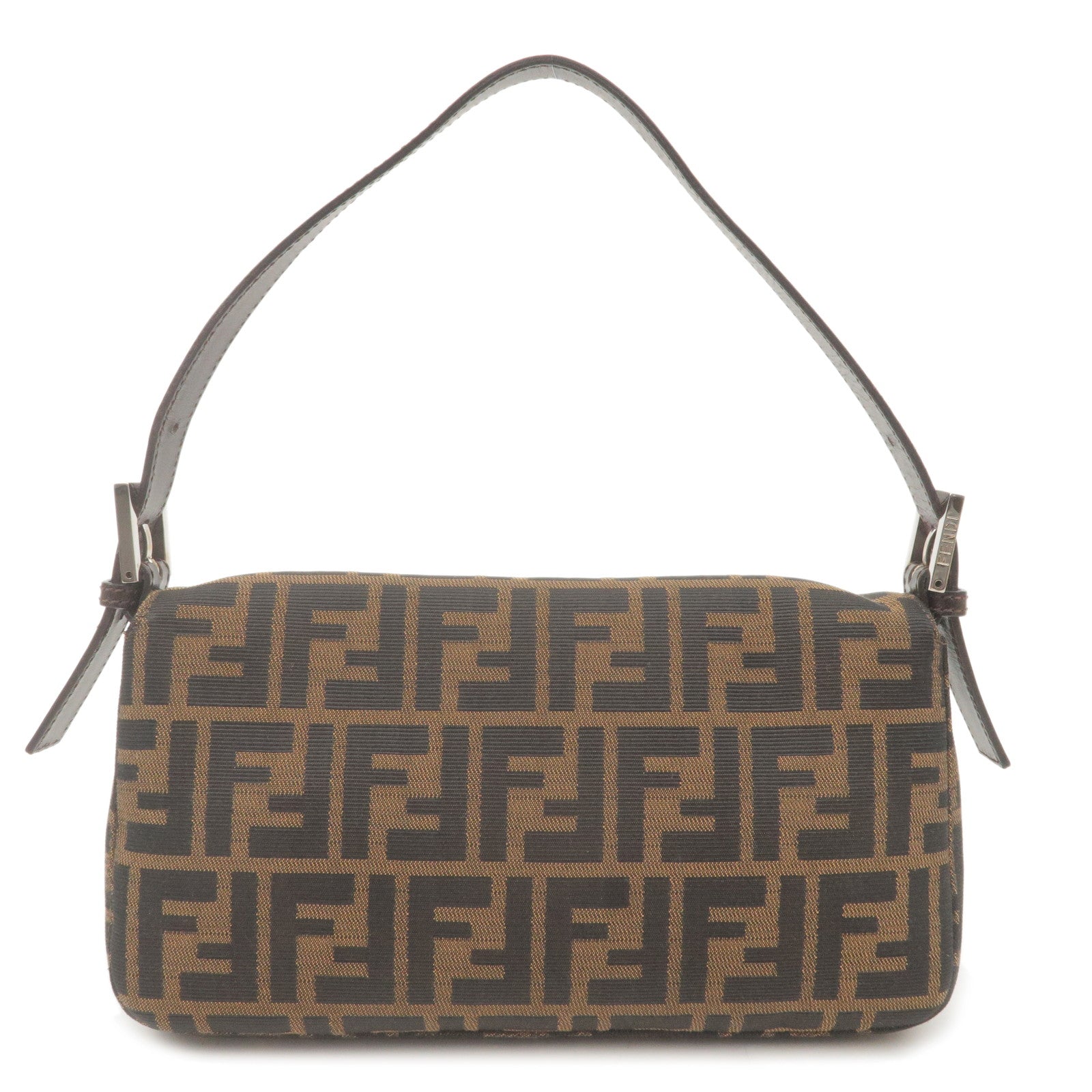 FENDI Zucca Mamma Baguette Canvas Leather Shoulder Bag Brown 26424