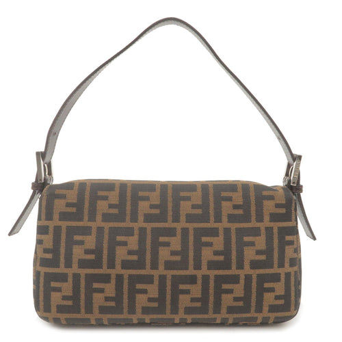 FENDI Zucca Mamma Baguette Canvas Leather Shoulder Bag Brown 26424