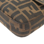 FENDI Zucca Mamma Baguette Canvas Leather Shoulder Bag Brown 26424