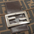 FENDI Zucca Mamma Baguette Canvas Leather Shoulder Bag Brown 26424