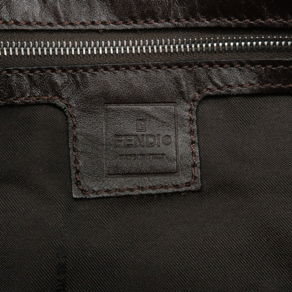 FENDI Zucca Mamma Baguette Canvas Leather Shoulder Bag Brown 26424