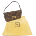 FENDI Zucca Mamma Baguette Canvas Leather Shoulder Bag Brown 26424