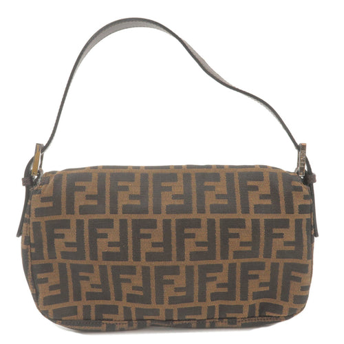 FENDI Zucca Mamma Baguette Canvas Leather Shoulder Bag Brown 26424