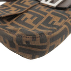 FENDI Zucca Mamma Baguette Canvas Leather Shoulder Bag Brown 26424