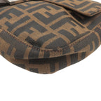 FENDI Zucca Mamma Baguette Canvas Leather Shoulder Bag Brown 26424