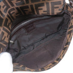 FENDI Zucca Mamma Baguette Canvas Leather Shoulder Bag Brown 26424