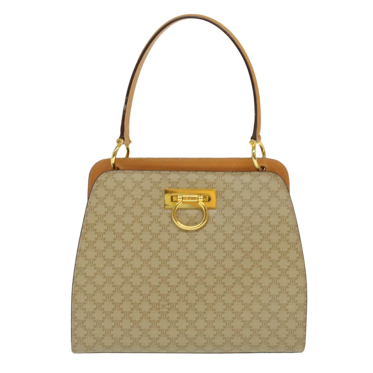 CELINE Macadam Canvas Hand Bag Beige  36663