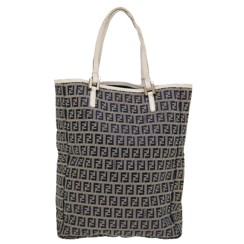 FENDI Zucchino Canvas Hand Bag Navy 2384-8BH006-028  36667