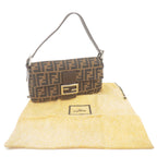 FENDI Zucca Mamma Baguette Canvas Leather Shoulder Bag Brown 26424