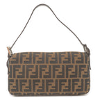 FENDI Zucca Mamma Baguette Canvas Leather Shoulder Bag Brown 26424