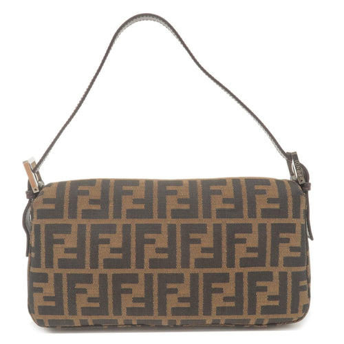 FENDI Zucca Mamma Baguette Canvas Leather Shoulder Bag Brown 26424